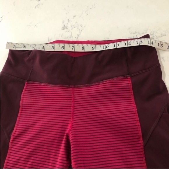 Lululemon low cut crop leggings side pockets red with stripes - Picture 14 of 15